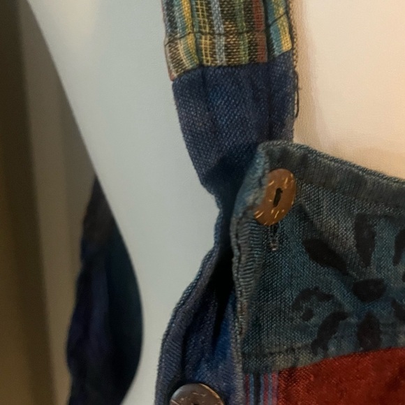 NWT patchwork overalls by windhorse adjustable size boho style pants - Picture 5 of 13